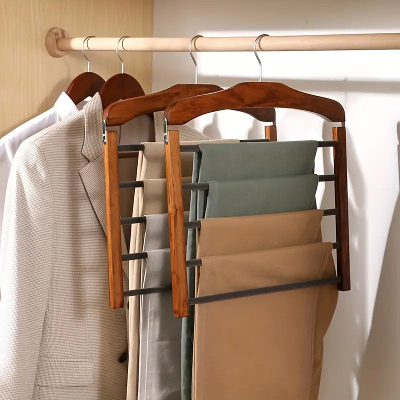 Skanto | Space-Saving Wooden Multi-Trouser Hanger