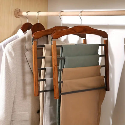 Skanto | Space-Saving Wooden Multi-Trouser Hanger