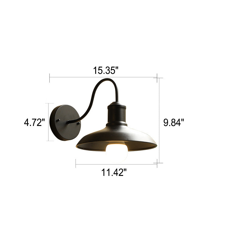 Retro Loft Dome Iron Outdoor Waterproof 1-Light Bent Arm Wall Sconce Lamp | Bowlift