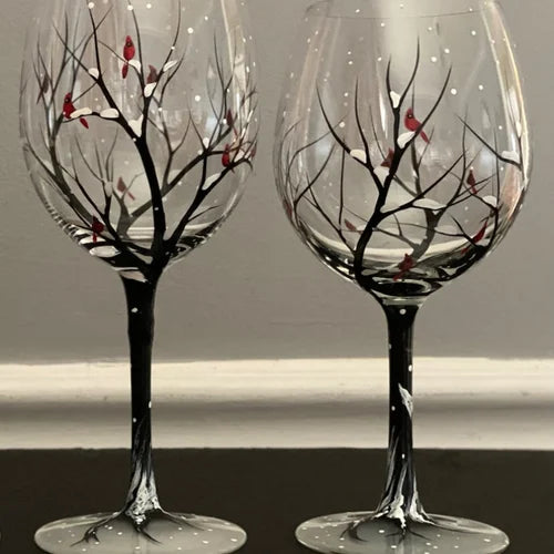 Skanto | Hand-Painted Wine Glasses – Four Seasons Art & Elegance