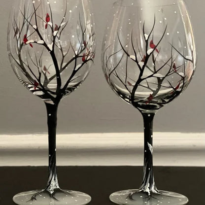 Skanto | Hand-Painted Wine Glasses – Four Seasons Art & Elegance