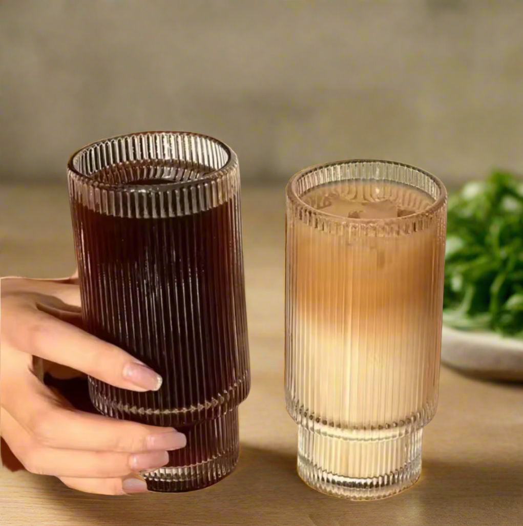 Norvo | 6Pc Ribbed Glasses Black