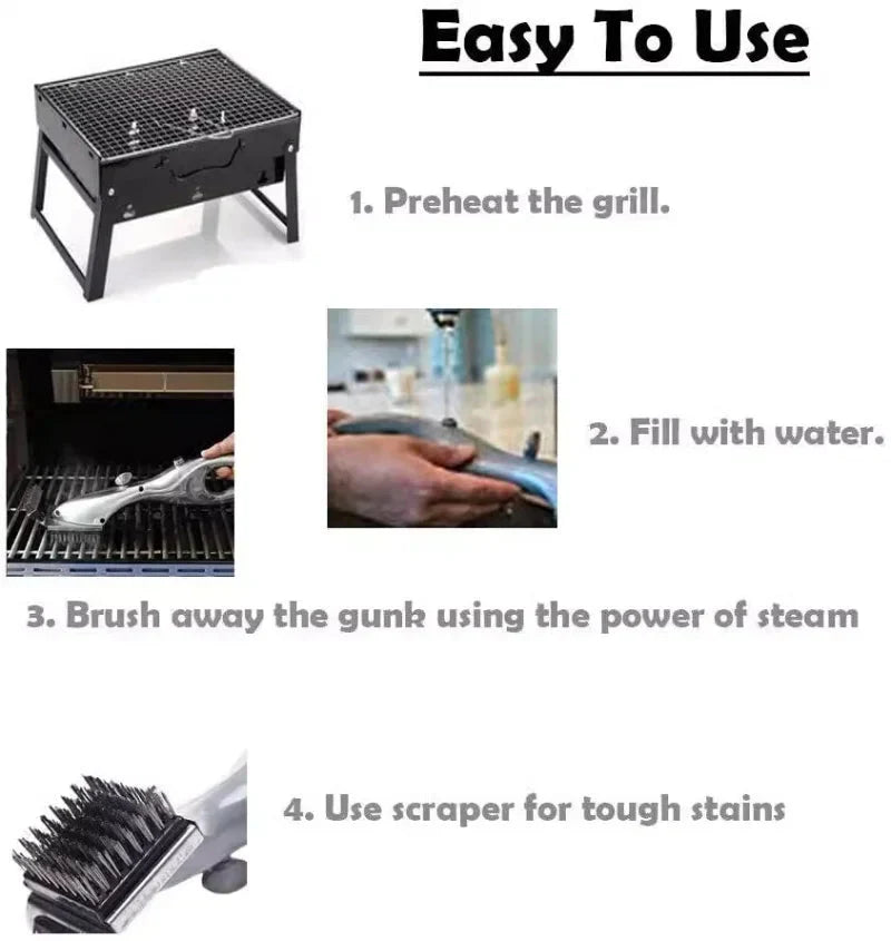 Barbecue Grill Outdoor Steam Cleaning Brush BBQ Cleaner Charcoal Scraper | Bowlift