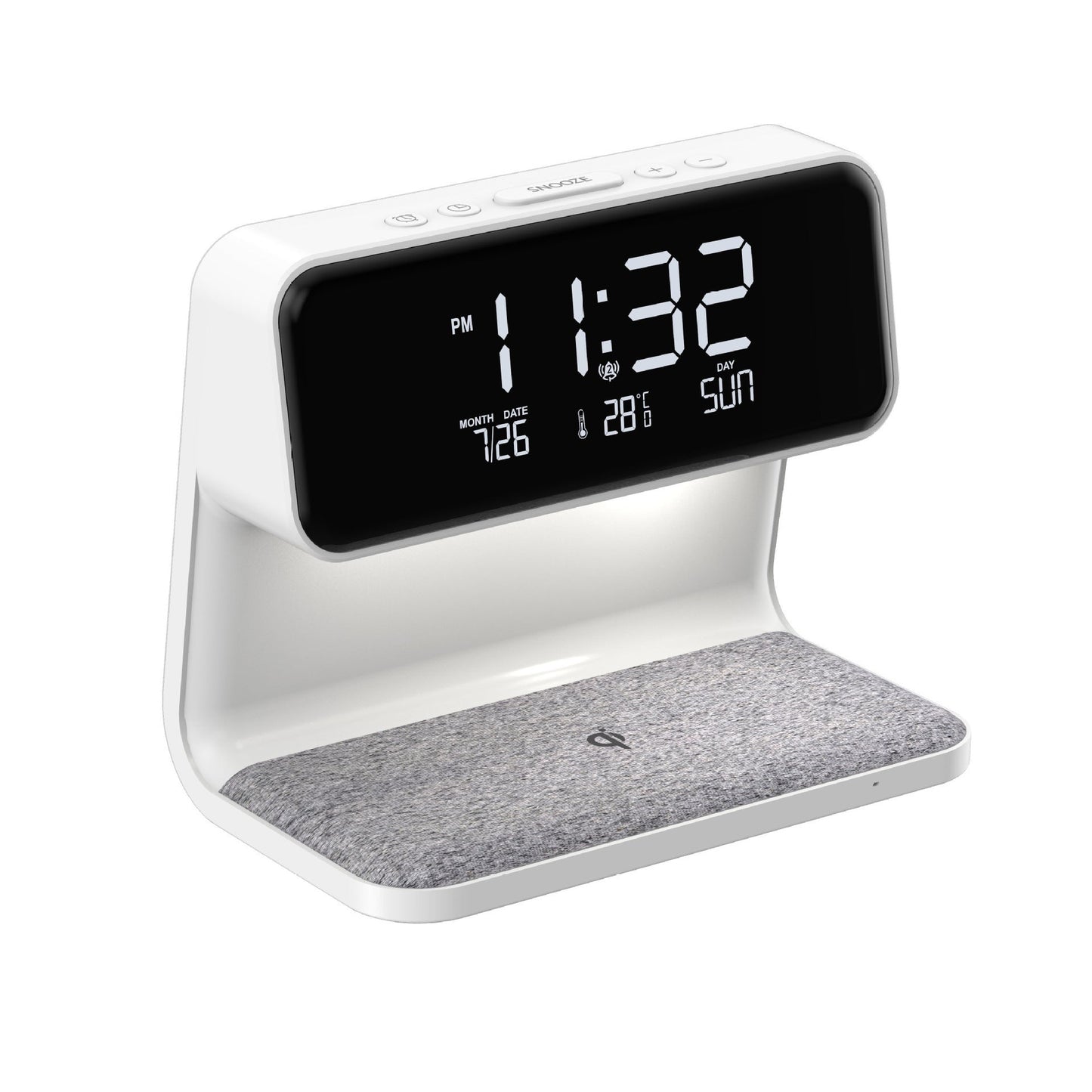 Skanto | 3-in-1 Bedside Lamp with Wireless Charger – LCD Alarm Clock & Touch Dimmable LED Desk Lamp