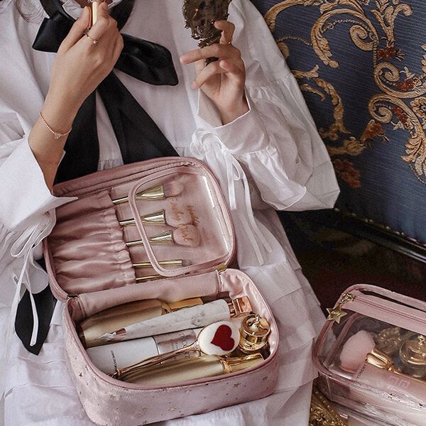 Skanto | Large Capacity Velvet Cosmetic Bag + Wash Bag