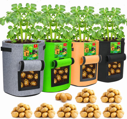 BowLift | 5/7/10/15 Gallon Potato Planting Growing Thickened Nonwoven Plant Fabric Pot Nursery Bags for Home Gardening