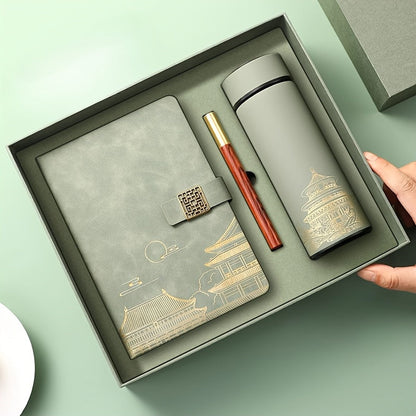 Imperia Luxe Gift Set – Notebook, Thermos Bottle and Pen in Gift Box | Bowlift