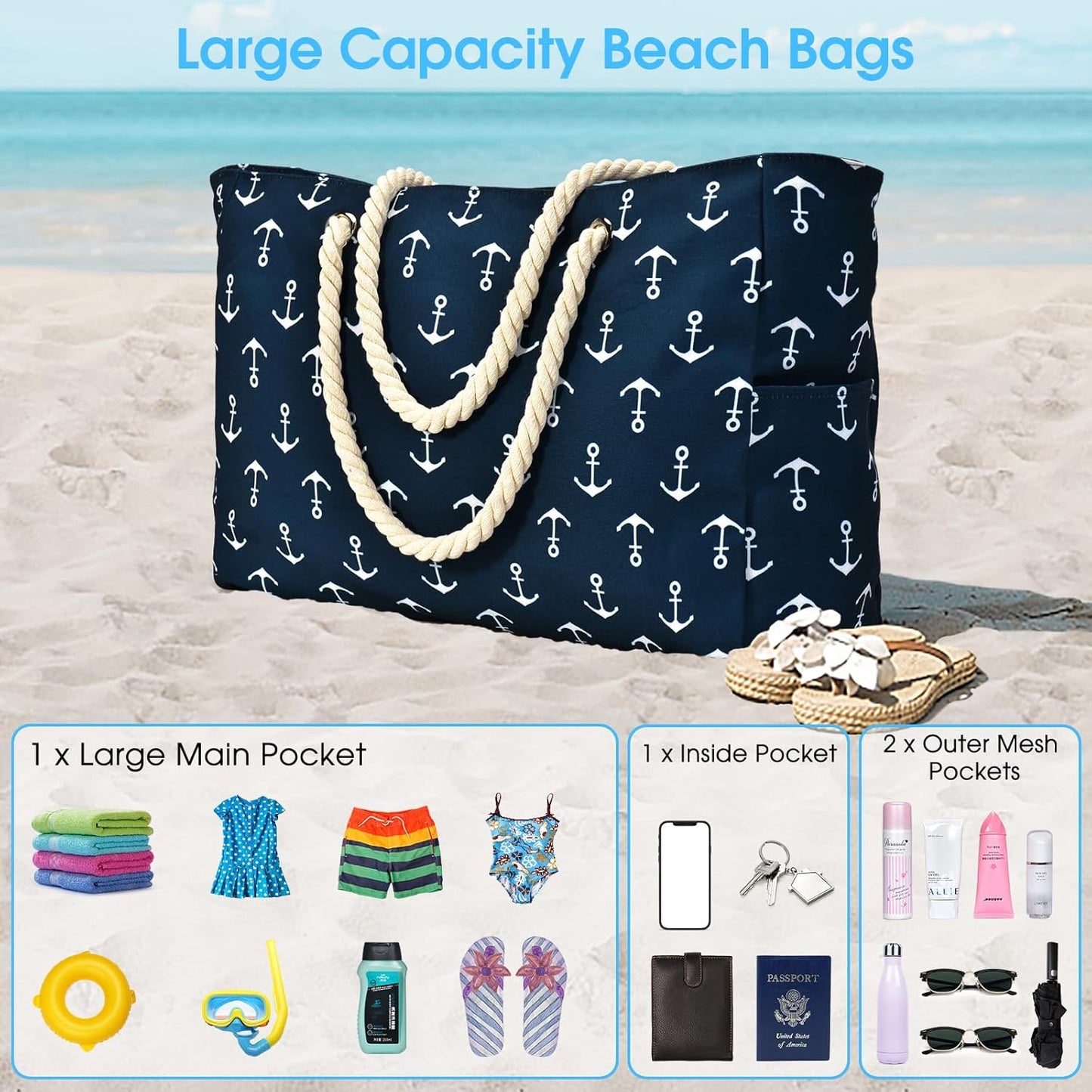 Waterproof Large Tote with Zipper Storage for Work and Play | Skanto