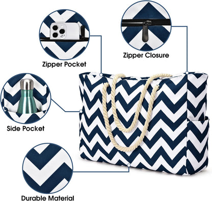Waterproof Large Tote with Zipper Storage for Work and Play | Skanto