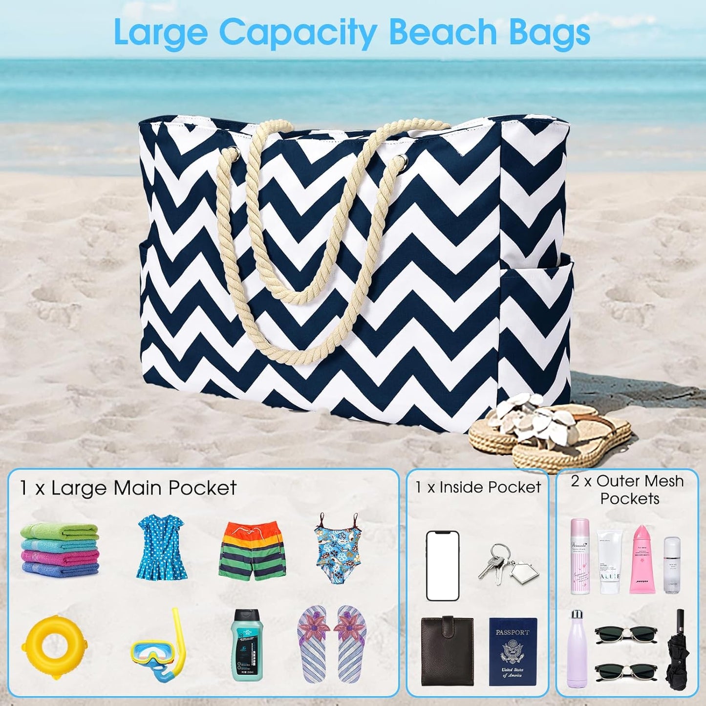 Waterproof Large Tote with Zipper Storage for Work and Play | Skanto