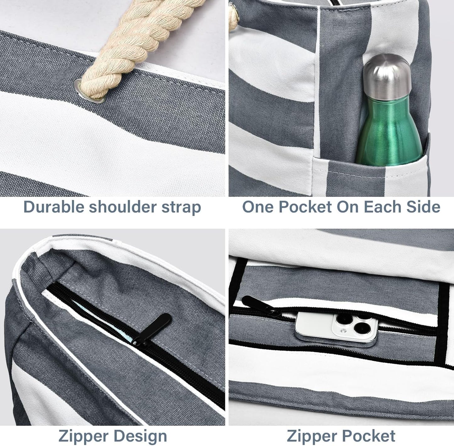 Waterproof Large Tote with Zipper Storage for Work and Play | Skanto