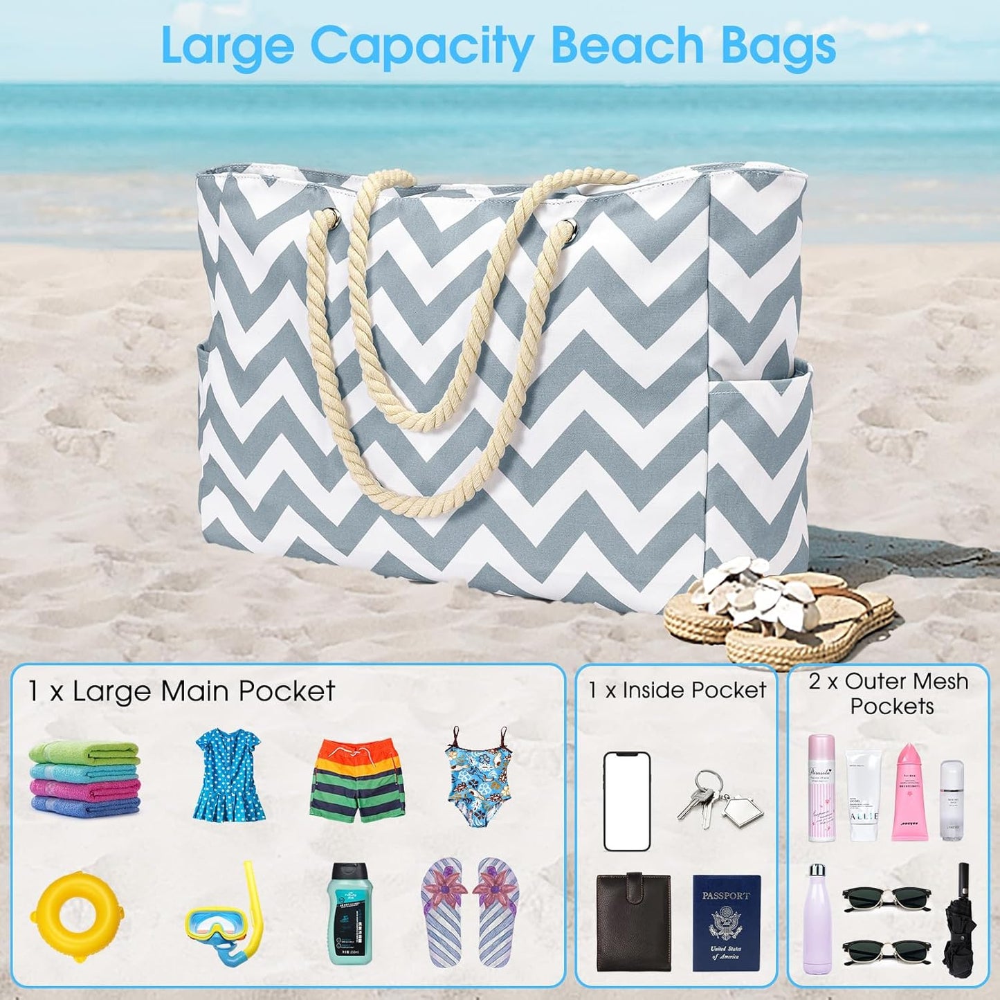 Waterproof Large Tote with Zipper Storage for Work and Play | Skanto