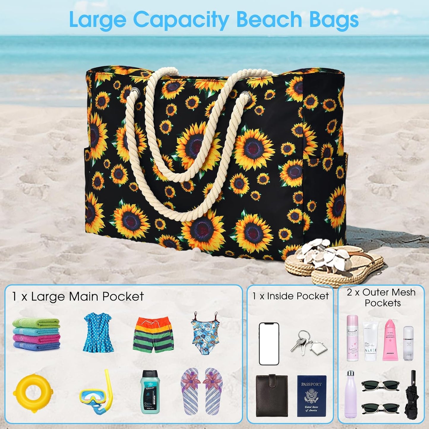 Waterproof Large Tote with Zipper Storage for Work and Play | Skanto