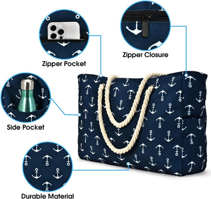 Waterproof Large Tote with Zipper Storage for Work and Play | Skanto