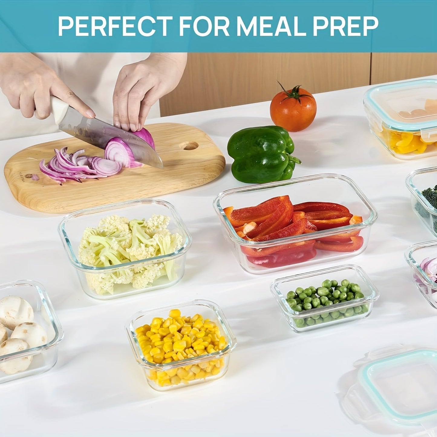 Skanto | 8-Pack Glass Food Storage Containers – Airtight Meal Prep Bento Boxes with Leakproof Locking Lids, Microwave, Oven, Freezer & Dishwasher Safe, BPA-Free