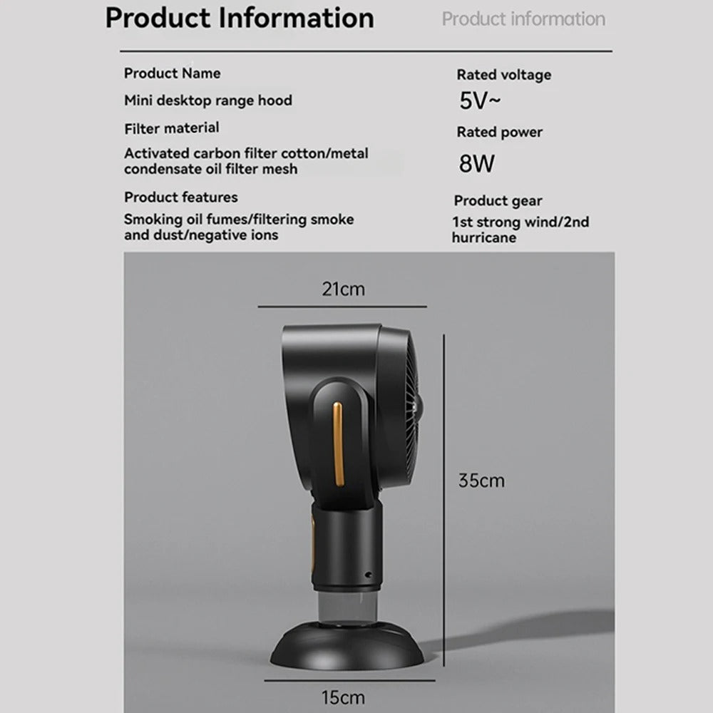 BowLift | SmokeAway Venti – Portable Air Purifier Fan with Ion Technology and USB Charger