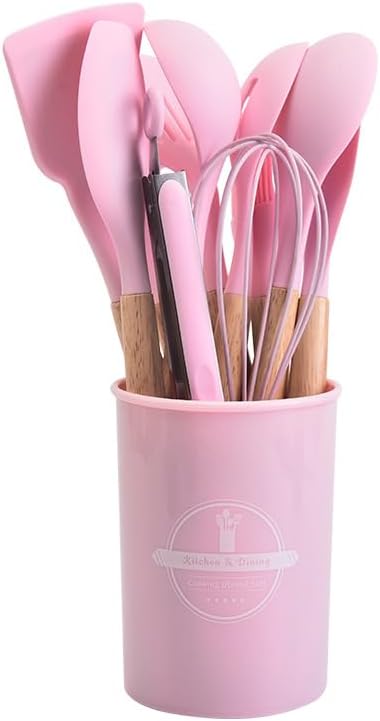 BowLift | Silicone Cooking Utensil Set | Nonstick Safe | Wooden Handle | Heat Resistant