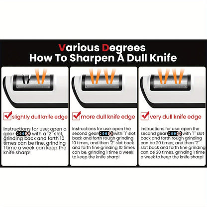 Skanto Skanto | Electric Knife Sharpener – Multifunctional Household Knife Sharpener, Fully Automatic USB Charging with 2 Speed Settings for Kitchen Use