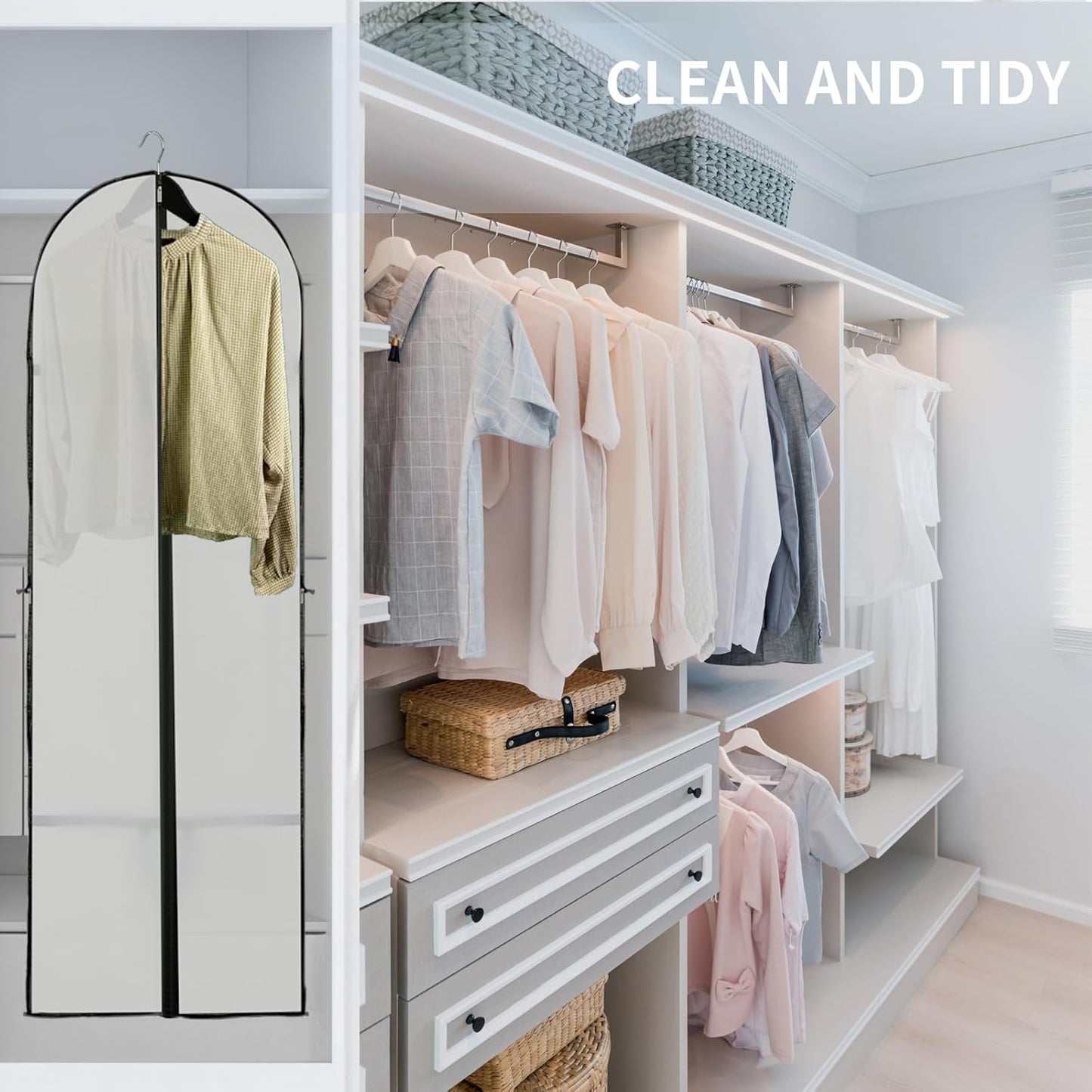 BowLift | Long Garment Storage Cover – 180cm Dress Bag with Zipper & Window (Buy 1, Get 1 FREE)
