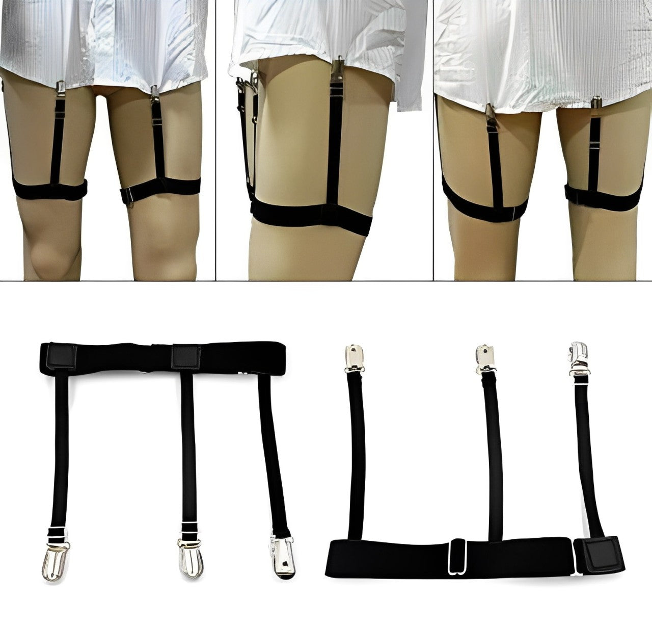 Men's Shirt Stays Elastic Suspenders for Secure Shirt Holder