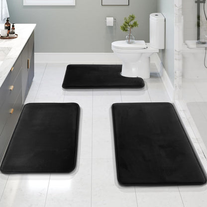 Kalsten | VelvaLuxe 3-piece Memoryfoam Bath Mat Set – Non-slip, Absorbent and Washable