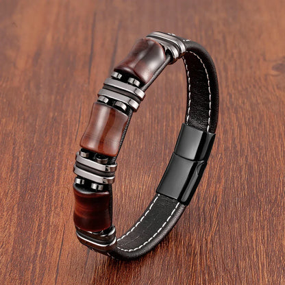 BowLift | Leather Bracelet with Tiger Eye Natural Stone