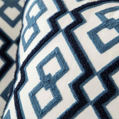 Skanto | Blue Embroidered Decorative Pillow Cover