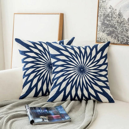 Skanto | Blue Embroidered Decorative Pillow Cover