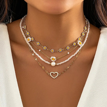BowLift | Boho Spring Daisy Necklace Stack