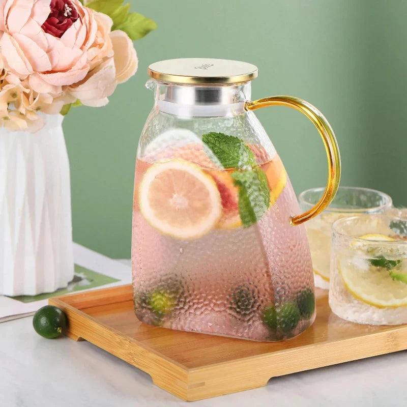 Borosilicate Glass Pitcher With Handle And Lid Ice Tea Glass Pitcher | Bowlift
