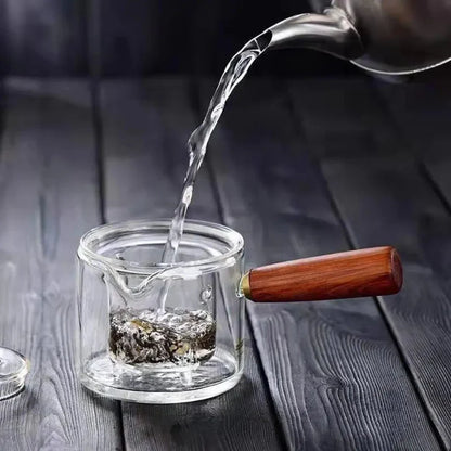 Borosilicate Glass Teapot Kettle Wooden Handle Heat Resistant Tea Maker | Bowlift