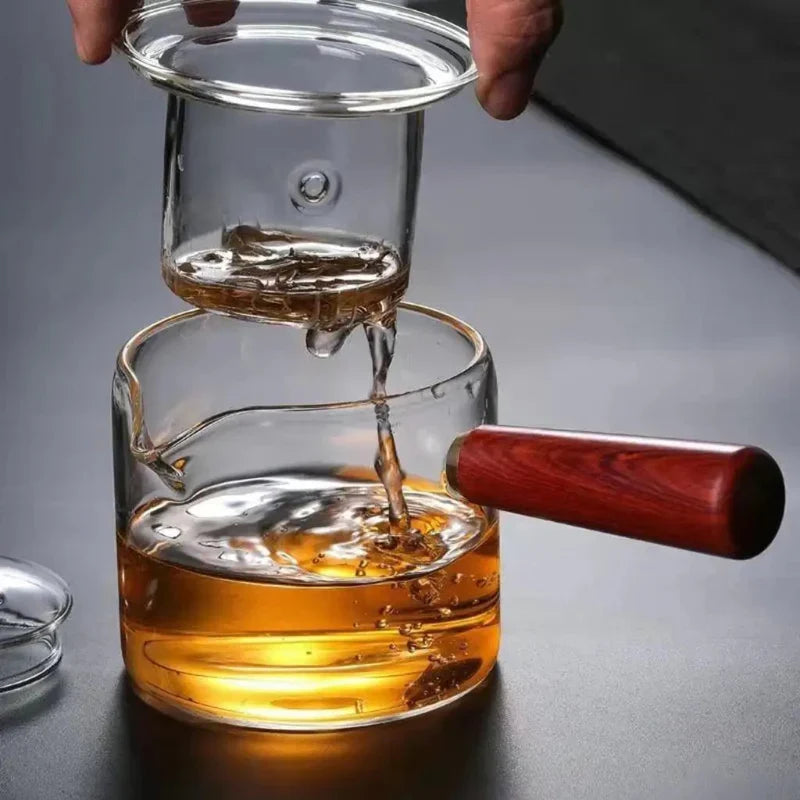Borosilicate Glass Teapot Kettle Wooden Handle Heat Resistant Tea Maker | Bowlift