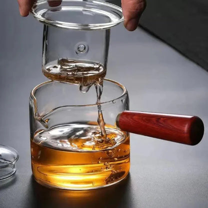 Borosilicate Glass Teapot Kettle Wooden Handle Heat Resistant Tea Maker | Bowlift