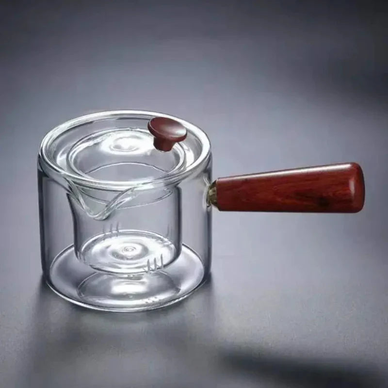 Borosilicate Glass Teapot Kettle Wooden Handle Heat Resistant Tea Maker | Bowlift