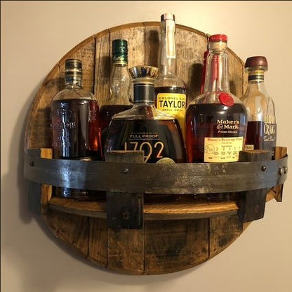 Rustic Oak Wall Shelf for Whisky Display Kalsten