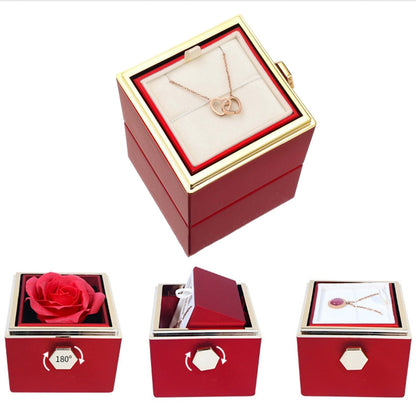Skanto | Heart Necklace With Rotating Rose Gift Box