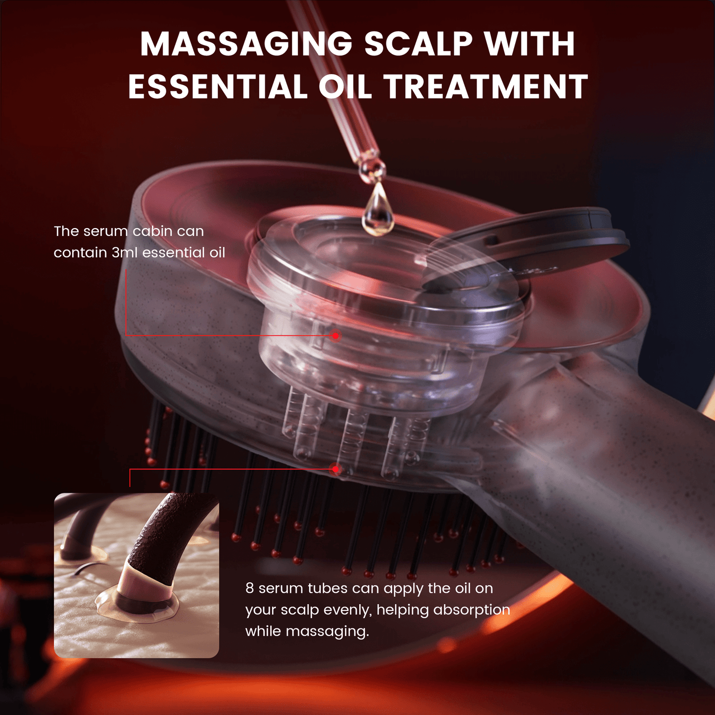 Skanto | Scalp Massage Brush with Red Light Therapy | Promotes Hair Growth & Relieves Scalp Tension for Healthier Hair