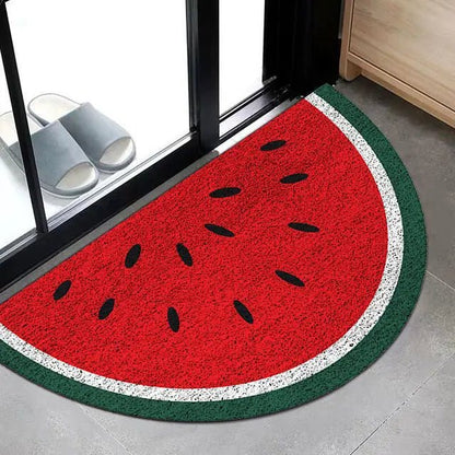 Welcome mat with rainbow and light watermelon print