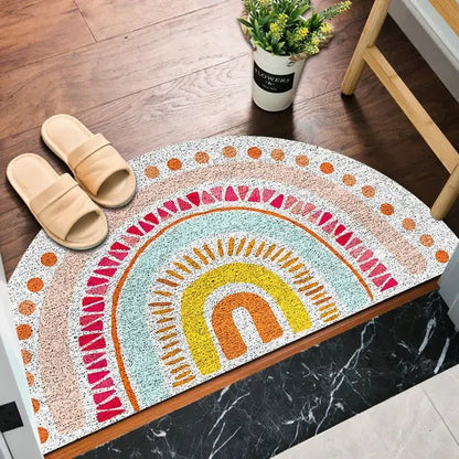 Welcome mat with rainbow and light watermelon print