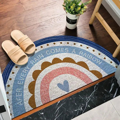 Welcome mat with rainbow and light watermelon print