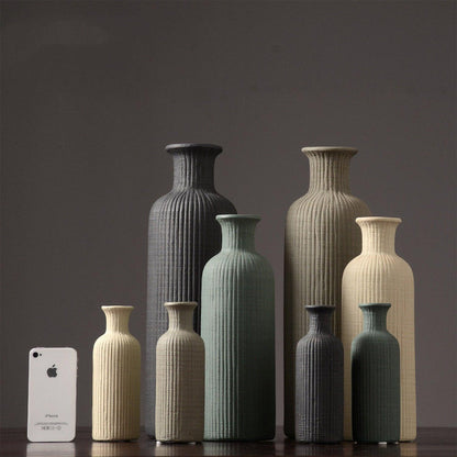 Skanto | Brown Beige Grey Ceramic Flower Vase Pot │ Home Decor Item