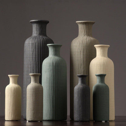 Skanto | Brown Beige Grey Ceramic Flower Vase Pot │ Home Decor Item