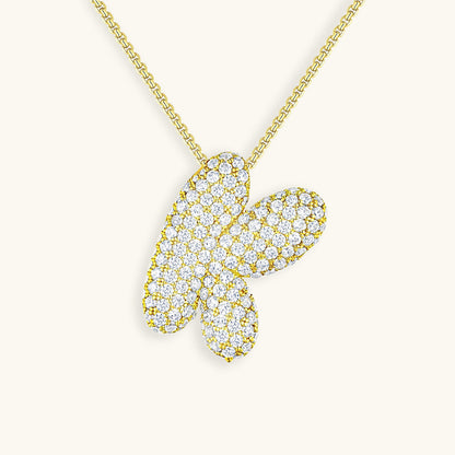 Bubble Initial Diamond Necklace