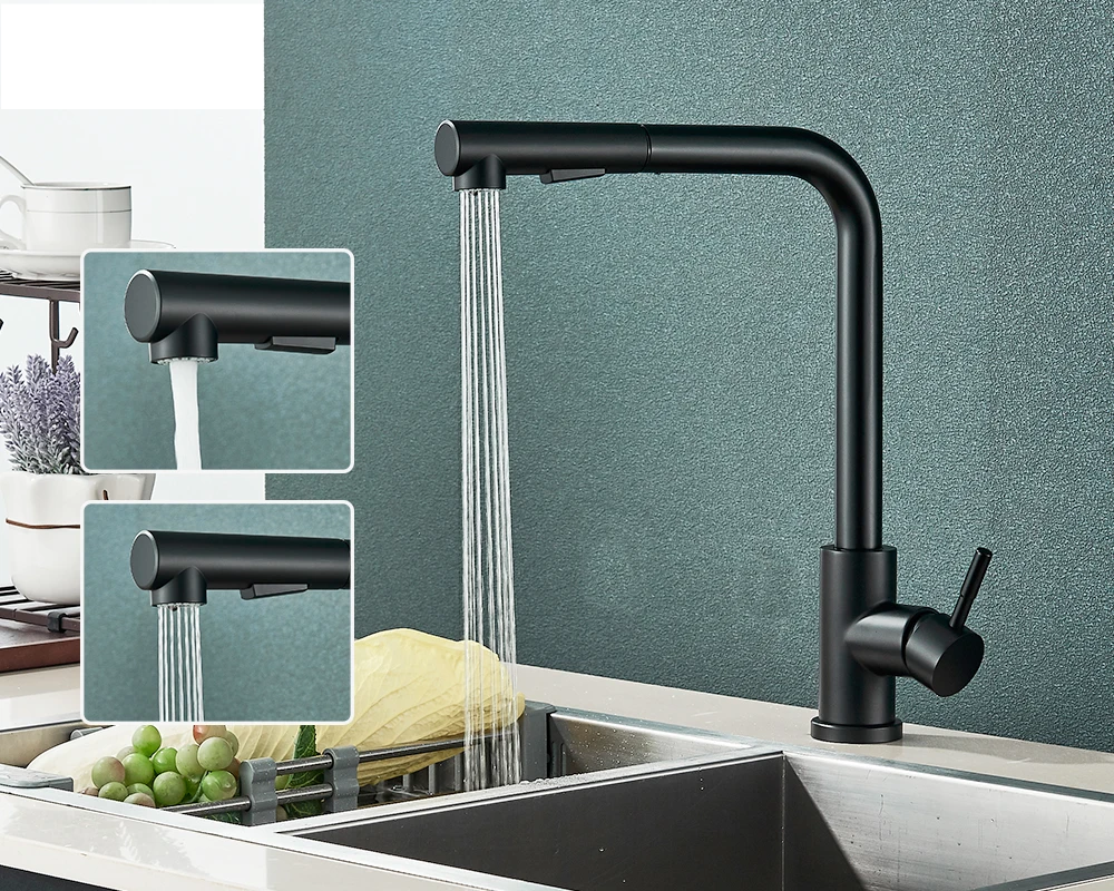FlexiJet Black extendable kitchen faucet Bowlift