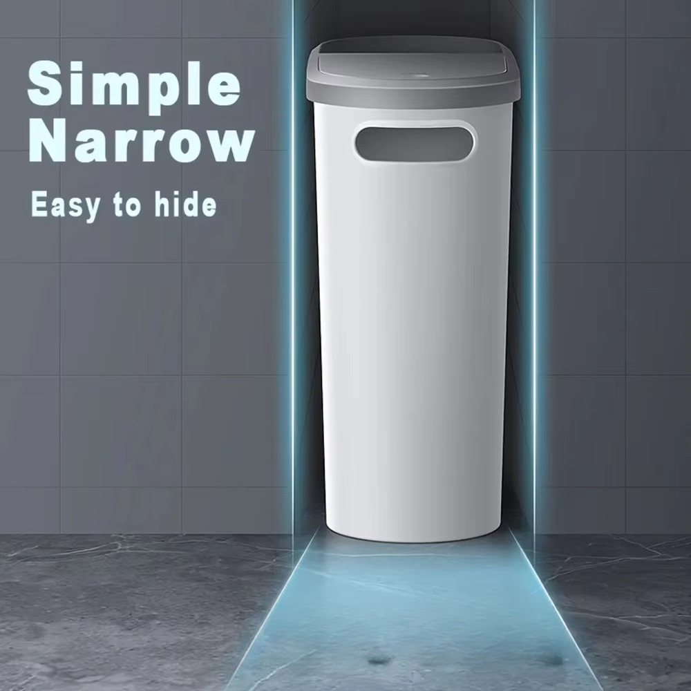BowLift | Streamlined Space-Saving Trash Can with Easy Press-Top Lid