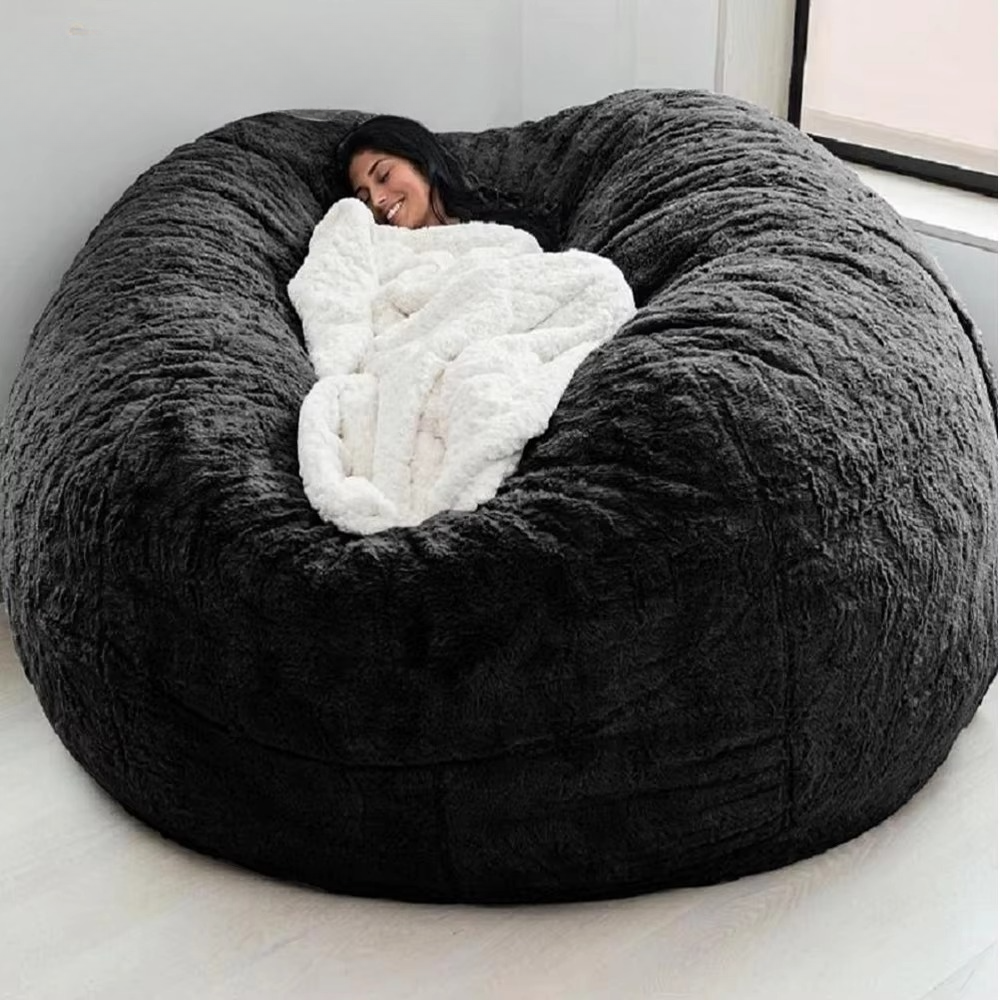 Skanto | Giant 5ft Fluffy Faux Fur Bean Bag Cover – Ultra-Soft Lounge Sofa (Cover Only)