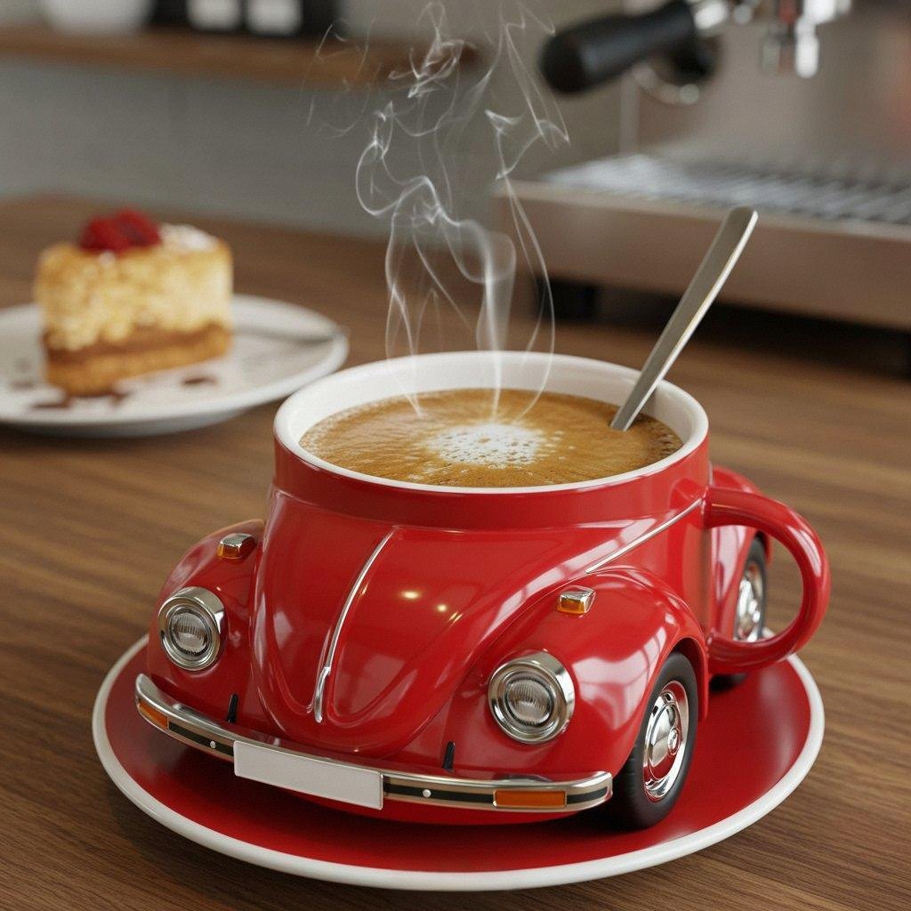 RetroAuto Ceramic Mug – Unique 3D Design for Coffee & Tea | Brehn