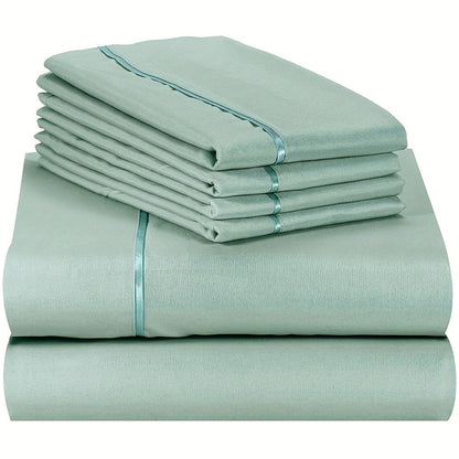 Skanto | 4/6 Pc Luxury Plush Fitted Sheet Set – Soft, Breathable, Color & Fade Resistant Bedding – Deep Pocket Flat Sheet, Fitted Sheet & 2/4 Pillowcases for Bedroom & Hotel Use