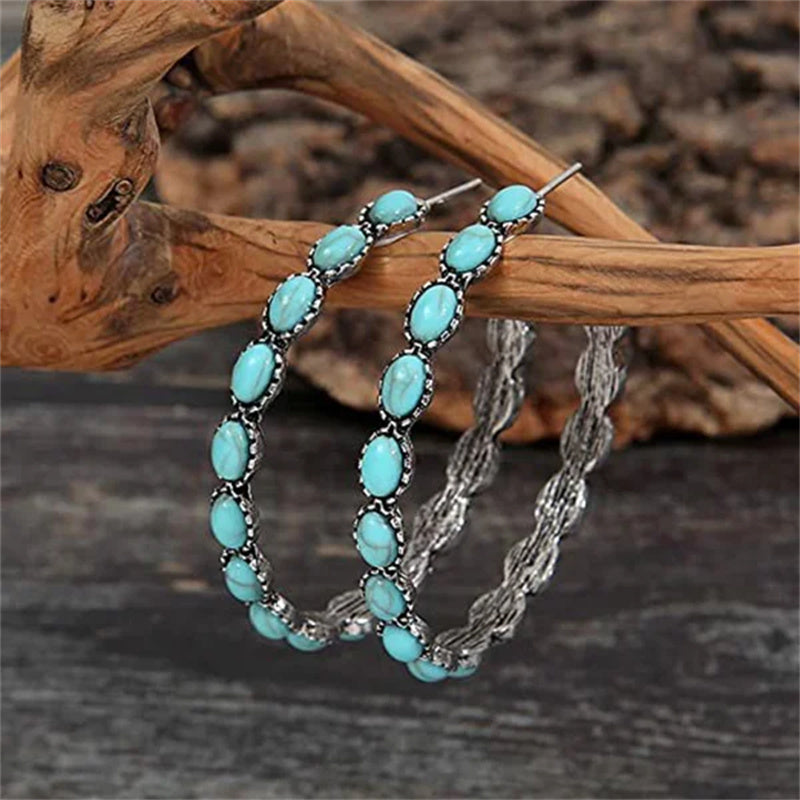 BowLift | Vintage C-Shaped Turquoise Hoop Earrings
