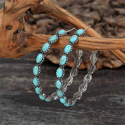 BowLift | Vintage C-Shaped Turquoise Hoop Earrings